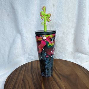 Starbucks Holiday Abstract Ornament Tumbler with Silicon Ribbon Straw 24 fl oz